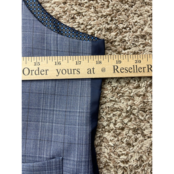 Lauren Ralph Lauren Men Hitchcock Suit Vest Blue Plaid 5 Button Wool Blend S New - Picture 3 of 9